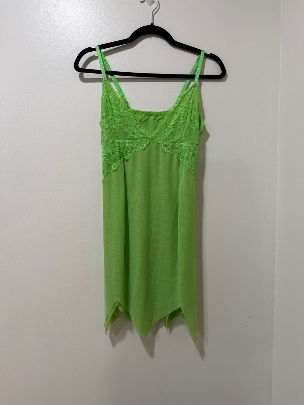 Lace Trim Neon Green Camisole Top